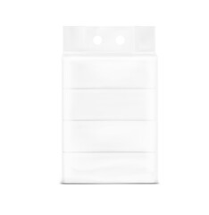 Finger handle pack bag mockup. Vector illustration isolated on white background. Perfect for presentation tissue, diapers, nappies, wipes, food, household, etc. EPS10.