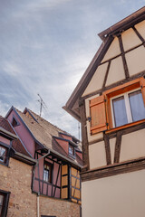 Old homes with beautiful architecture in Alsace. 