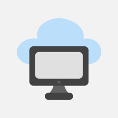 Computer icon in flat style about cloud computing, use for website mobile app presentation