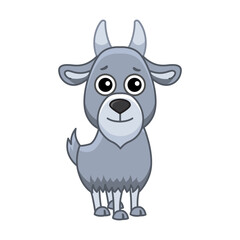 Farm animal. Funny little goat in a cartoon style