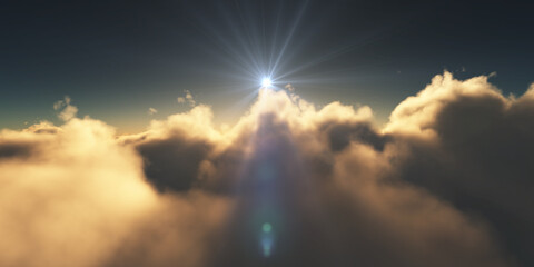 above clouds sunrise sun ray illustration