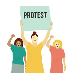 three women of different nationalities defend their rights emotions protest discontent