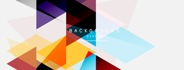 Fototapeta premium Color triangles composition, geometric abstract background. Techno or business concept, pattern for wallpaper, banner, background, landing page