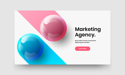 Creative 3D spheres banner concept. Isolated pamphlet design vector illustration.