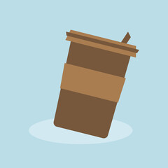 illustration of coffee glass for a beverage like tea coffee in blue background paper glass for restaurant 