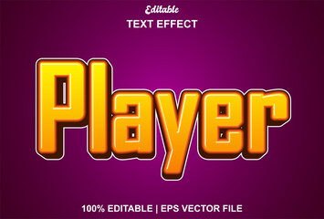 player text effect with orange color and editable.