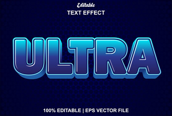 ultra text effect with blue color and editable.