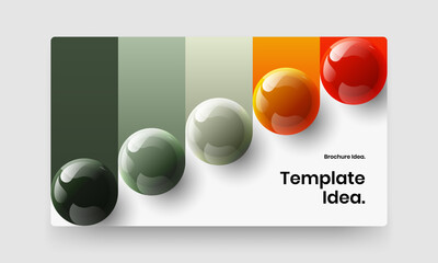 Unique realistic balls site screen layout. Fresh booklet design vector template.