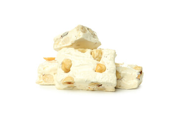 Concept of delicious food, nougat isolated on white background