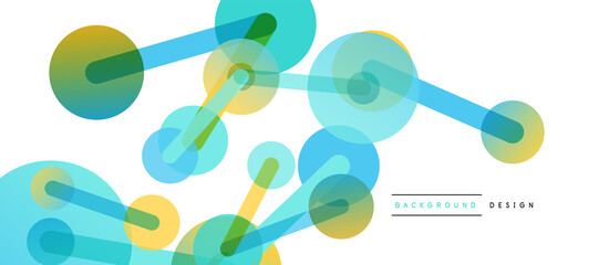 Abstract background. Round dots connected by lines. Trendy techno business template for wallpaper, banner, background or landing