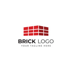 Brick company logo for building construction and wall repair. With vector illustration.