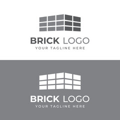 Brick company logo for building construction and wall repair. With vector illustration.