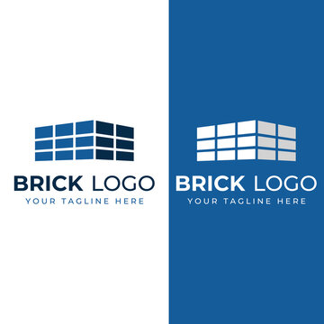 Brick company logo for building construction and wall repair. With vector illustration.