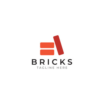Brick company logo for building construction and wall repair. With vector illustration.