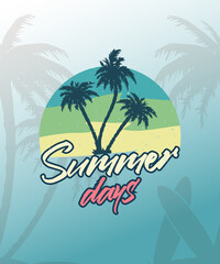 Fototapeta na wymiar Summer Days Beach Sunset Tshirt Design