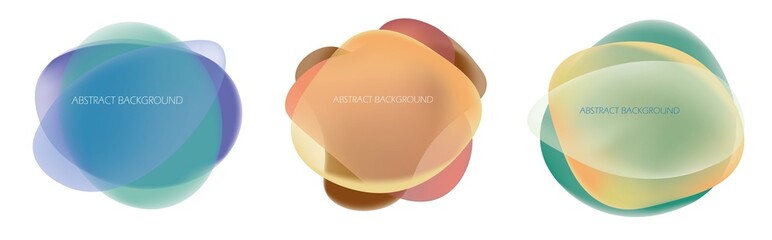 Abstract gradient graphic elements in modern style. Banners with flowing liquid shapes, amoeba forms