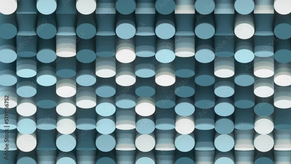 Poster Digital loop wave-animated background of tilted cylinders. 3d rendering HD