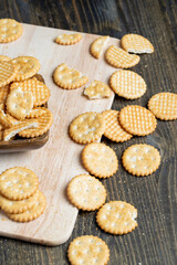 round wheat cookies with salt on the table