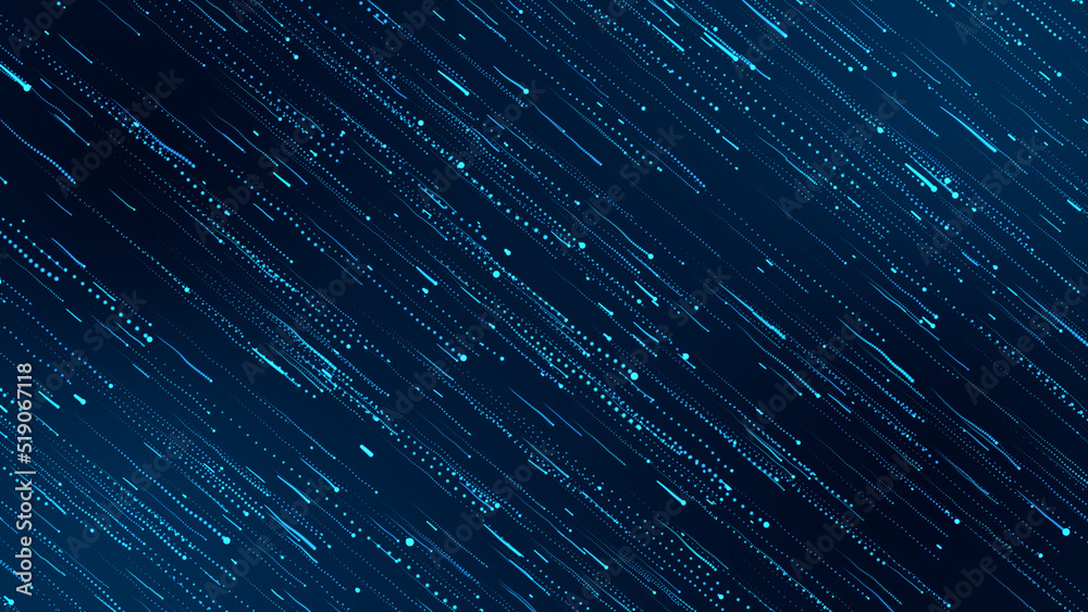 Wall mural particle background animation, futuristic mysterious flowing digital particles wave de-focus virtual