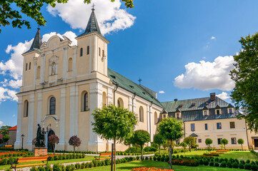 Fototapeta na wymiar Church and monastery in Biechowo, village in Greater Poland Voivodeship.