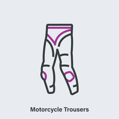 Motorcycle trousers linear vector icon. Isolated outline pictogram of motorcyclist equipment