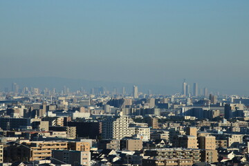 日本の都市風景　兵庫県芦屋市から大阪方面を見た阪神間の景色