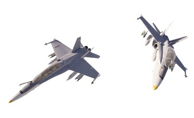 Fototapeta na wymiar Two jet modern aircraft concept 3d illustration render