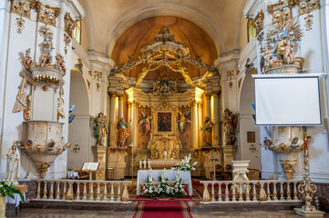 Obraz premium Church and monastery in Biechowo, village in Greater Poland Voivodeship.