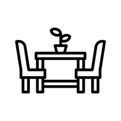 Dining table with chairs icon black outline vector