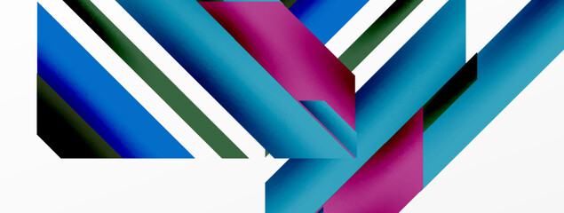 Minimal geometric abstract background. Dynamic 3d lines composition. Trendy techno business template for wallpaper, banner, background or landing