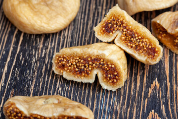 dried fig fruits on the table, close up