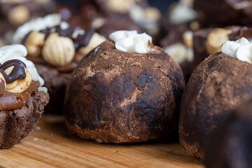 chocolate cake with the use of cocoa and butter with sugar
