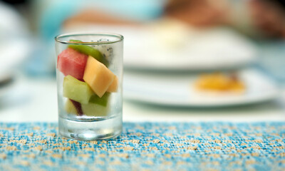 glass cup of fruit slice