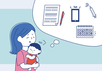 赤ちゃんの予防接種や健康診断に疲れる母親