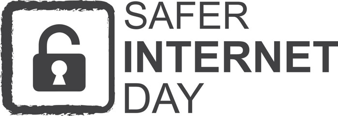 Safer internet day black symbol vector