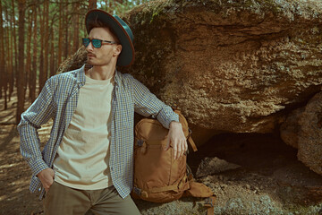 traveler exploring forest