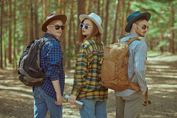 Fototapeta premium three young travelers
