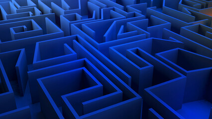 Abstract image of a complex corridor maze.,finding a way,3D rendering