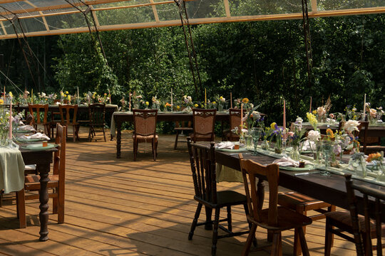Wedding rustic decor on wooden table