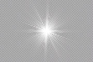 Glow effect. Star on transparent background.Bright sun. Vector illustration.