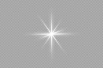 Glow effect. Star on transparent background.Bright sun. Vector illustration.
