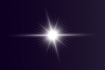 Glow effect. Star on transparent background.Bright sun. Vector illustration.