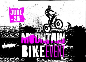 Offroad freestyle poster. Mountain bike event. Vector illustration