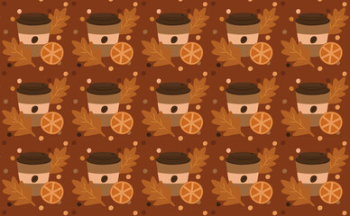 Autumn mood with coffee pattern