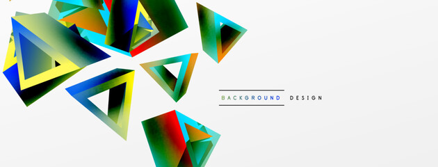 3d triangle abstract background. Basic shape technology or business concept composition. Trendy techno business template for wallpaper, banner, background or landing