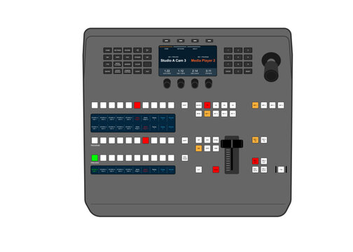 Video Switcher for video production and Live Streaming. equipment for television Production andTechnical Director. The panel  Vision Mixer.