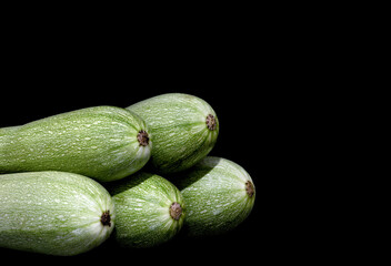 harvest vegetable zucchini on black background