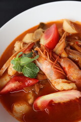 thailand food spicy tomyam shirmp soup in a bowl