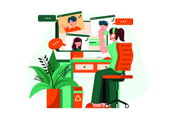 Video Conference Illustration concept. Flat illustration isolated on white background