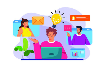 Online Conference Meeting Illustration concept. Flat illustration isolated on white background